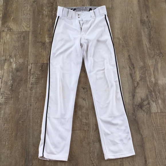 white baseball pants with black stripe